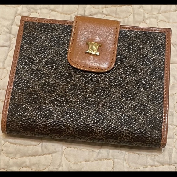 Celine Vintage EUC Paris Kisslock Compact Leather & Canvas Wallet - Picture 4 of 8